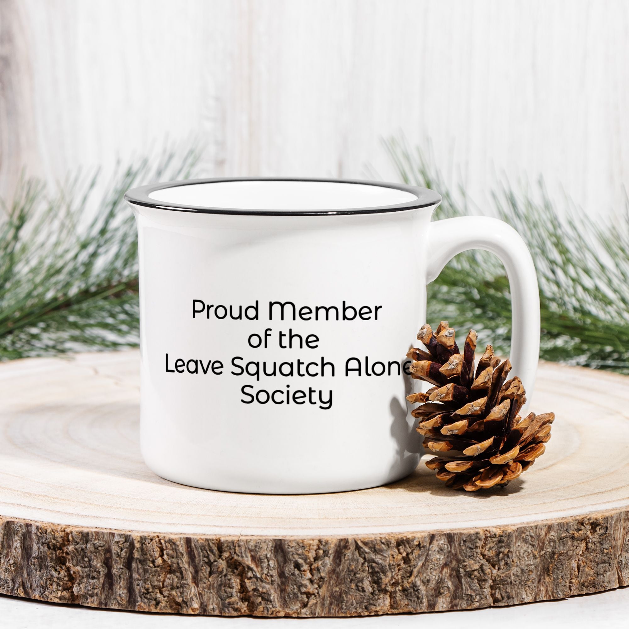 Leave Sqautch Alone Ceramic Camping Mug