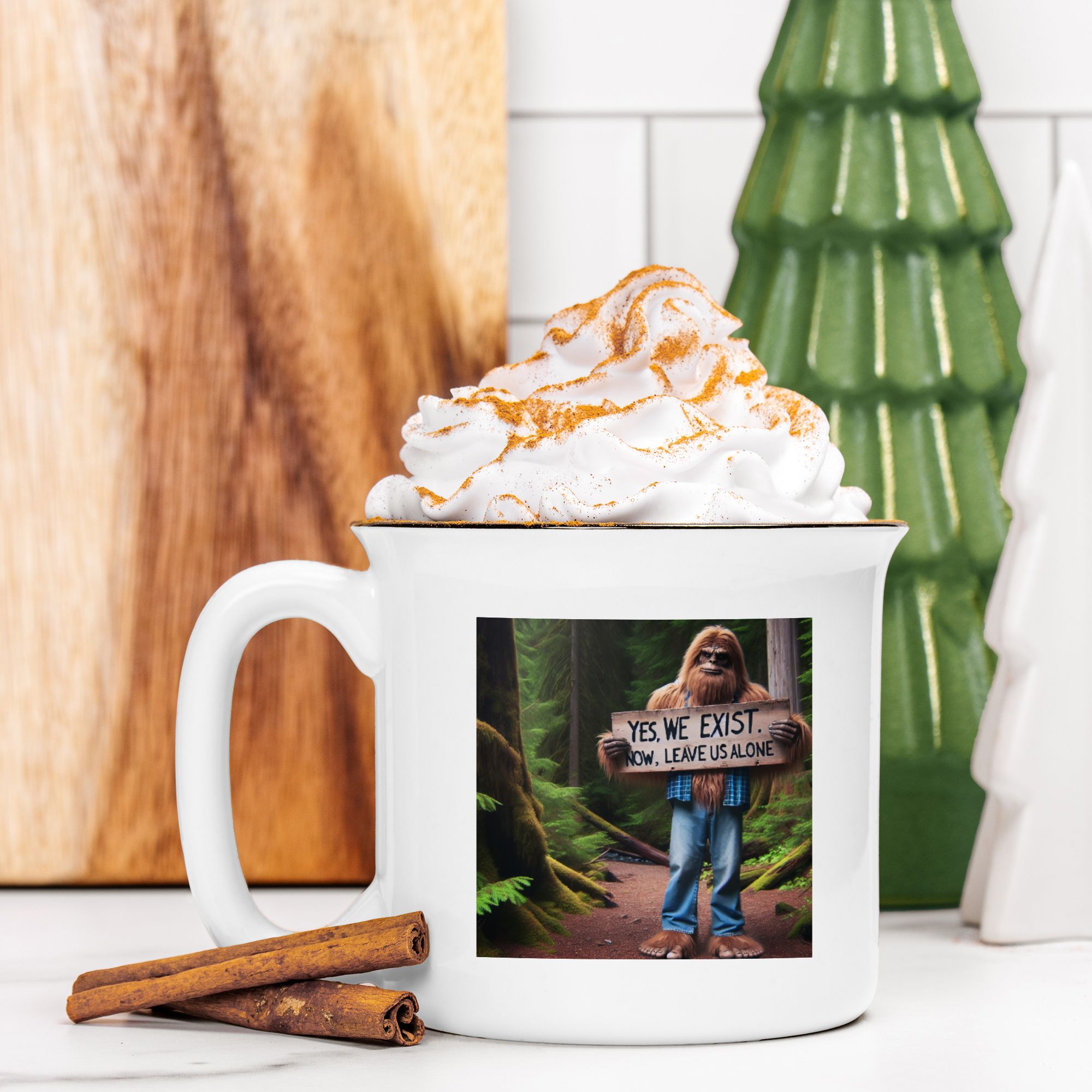 Leave Sqautch Alone Ceramic Camping Mug