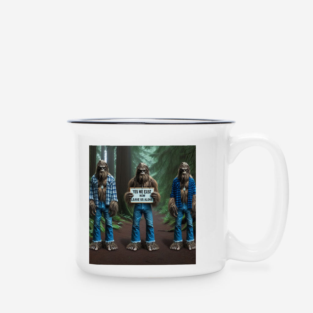 Three Sasquatch in Forest Camp Mug